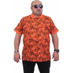 Starbattal Erkek Büyük Beden Polo Yaka Tişört Skull 24454 Turuncu - 8XL