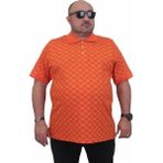 Starbattal Erkek Büyük Beden Polo Yaka Tişört Square 24452 Turuncu - 3XL