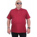Starbattal Erkek Büyük Beden Polo Yaka Üçgen Baskılı Tişört 24450 Bordo - 5XL