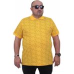 Starbattal Erkek Büyük Beden Polo Yaka Üçgen Baskılı Tişört 24450 Sarı - 7XL