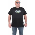 Starbattal Erkek Büyük Beden Sıfır Yaka T-Shirt Be Happy 24131 Sıyah - Siyah - 3XL
