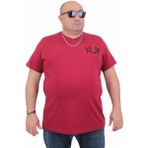 Starbattal Erkek Büyük Beden Sıfır Yaka T-Shirt Gang 24132 Bordo - 3XL
