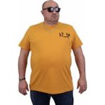 Starbattal Erkek Büyük Beden Sıfır Yaka T-Shirt Gang 24132 Hardal - 3XL