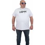 Starbattal Erkek Büyük Beden Sıfır Yaka T-Shirt Maybe 24128 Beyaz - 6XL