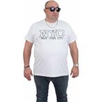 Starbattal Erkek Büyük Beden Sıfır Yaka T-Shirt Nyc 24133 Beyaz - 3XL