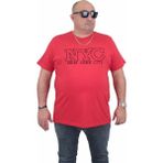 Starbattal Erkek Büyük Beden Sıfır Yaka T-Shirt Nyc 24133 Kırmızı - 3XL