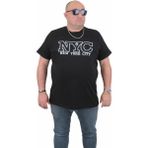 Starbattal Erkek Büyük Beden Sıfır Yaka T-Shirt Nyc 24133 Sıyah - Siyah - 3XL