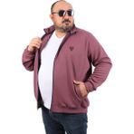 Starbattal Fermuarlı Lila Büyük Beden Hırka Uzun Kol %95 Pamuk %5 Likra Özellikli Approval 22723 - 9XL
