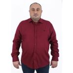 Starbattal Uzun Kol Keten Gömlek Mürdüm 3XL Erkek Büyük Beden Düz Desenli Spor Stil - Karışık