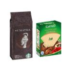 Starbucks Caffe Sumatra Filtre Kahve 250 gr + Kahve Filtre Kağıdı No 4/80LI - 1 Paket - Kağıt Filtre