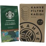 Starbucks Colombia Origin Öğütülmüş Filtre Kahve 200 gr + Filtre Kahve Kağıdı 1x4 80'li - Kağıt ve Metal Filtre