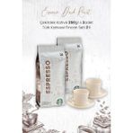 Starbucks Espresso Dark Roast Çekirdek Kahve 250 gr x 2 Adet ve Türk Kahvesi Fincan Seti 2'li - 250 ml