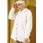 Starefsane Düğmeli Peluş Hırka Ekru 0319-6053