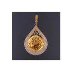 Staristan Zirkon Taşlı Damla Tuğralı 6.5 cm Bijuteri Kolye Ucu 22 Ayar Altın Kaplama