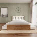 Stark Atlantik 4 Çekmece Kolay Kurulum Karyola - Açık Kahverengi - Beyaz - 180 x 200 cm