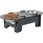 Starlightning Ahşap Kedi Mama Kabı Standı Siyah Premium Boyalı Paslanmaz Çelik Kaseli Oval Model