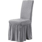 StarMall Brürümcük Etekli Sandalye Kılıfı, Lastikli,esnekli Sandalye Örtüsü 1 Adet - 35 x 45 cm - Gri