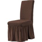 StarMall Brürümcük Etekli Sandalye Kılıfı, Lastikli,esnekli Sandalye Örtüsü 1 Adet - 35 x 45 cm - Kahverengi