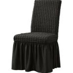 StarMall Brürümcük Etekli Sandalye Kılıfı, Lastikli,esnekli Sandalye Örtüsü 1 Adet - 35 x 45 cm - Siyah
