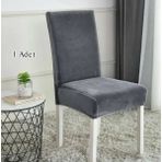 StarMall Ipek Kadife Sandalye Kılıfı Sandalye Örtüsü Lastikli Standart 1 Adet - 35 x 45 cm - Antrasit