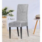 StarMall Ipek Kadife Sandalye Kılıfı Sandalye Örtüsü Lastikli Standart 1 Adet - 35 x 45 cm - Gri