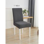 StarMall Likrali Sandalye Kılıfı, Lastikli,esnekli Sandalye Örtüsü Pitikare Desen 1 Adet - 35 x 45 cm - Antrasit