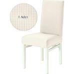 StarMall Likrali Sandalye Kılıfı, Lastikli,esnekli Sandalye Örtüsü Pitikare Desen 1 Adet - 35 x 45 cm - Krem