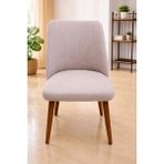 StarMall Oval Sandalye Kılıfı Büyük Oval Mutfak Sandalye Kılıfı Likralı Yıkanabilir Streç Lastikli 1 Adet - 46 x 57 cm - Vizon