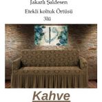 StarMall Şal Desen Jakarlı Koltuk, Kanepe, Çekyat Örtüsü, Likralı, Etekli, Koltuk Kılıfı 3lü Tek Adet - Kahverengi - 180 x 230 cm