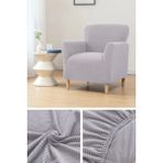 StarMall Streç Lastikli Esnek Yikanabilir Kare Desen Berjer Bir Kişilik Koltuk Örtüsü Koltuk Kılıfı (1 Adet) - Gri - 75 x 115 cm
