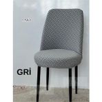 StarMall Tuğla Desen Oval Sandalye Kılıfı Likralı Esnek Yıkanabilir Lastikli Sandalye Örtüsü (1 Adet) - 40 x 40 cm - Gri