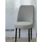 StarMall Tuğla Desen Oval Sandalye Kılıfı Likralı Esnek Yıkanabilir Lastikli Sandalye Örtüsü (1 Adet) - 40 x 40 cm - Taş - Gri
