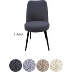 StarMall Yıkanabilir Streç Lastikli Likralı Oval Sandalye Kılıfı - Yuvarlak Sandalye Örtüsü 1 Adet - 35 x 45 cm - Antrasit
