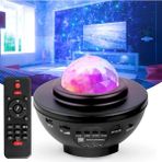 Starry Gece Lambası, Evini Yıldızlarla Aydınlat, Sihirli Atmosfer ile Yıldızlı Geceler Projektör Bluetooth Hoparlör Ses Bombası - Siyah