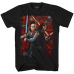 Starry Night Darth Vader Chewbacca Han Solo Luke Yoda R2-D2 C-3PO Van Gogh Adult Men's Graphic Tee T-Shirt Black (X-Large, Rey & Kylo)