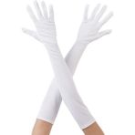 Starseven Beyaz Renk Dirseğe Kadar Uzun Kumaş Eldiven 40 cm