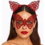 Starseven Gösterişli Kırmızı Dantel Maske ve Taç Seti 7 No – Masquerade ve Davetler Için