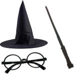 Starseven Harry Potter Siyah Şapkası Harry Potter Gözlüğü Harry Potter Asası 3 Lü Set