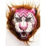 Starseven Kahverengi Saçlı Pembe Yüz Kurt Maske Kaplan Maske Mega Peluş 26 No