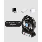 Starseven Şarjlı USB Fan – Masaüstü Mini Vantilatör, Taşınabilir, Işıklı, 3 Kademeli, Sessiz