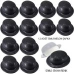Starseven Siyah Renk Simli Melon Yuvarlak Parti Şapkası 12 Adet