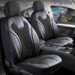 Startcar Citroen Nemo 2+1 Deri Detaylı Oto Koltuk Kılıfı Ön Arka Set Siyah Beyaz Siena Model Scr - Siyah - Beyaz