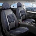 Startcar Citroen Xsara Deri Detaylı Oto Koltuk Kılıfı Ön Arka Set Siyah Mavi Alpine Model Scr - Siyah - Mavi