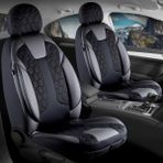 Startcar Dacia Sandero Stepway Deri Detaylı Oto Koltuk Kılıfı Ön Arka Set Cyrus Seri Siyah Scr