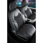Startcar Dacia Sandero Stepway Yarı Deri Oto Koltuk Kılıfı Ön Arka Set Siyah Beyaz Lotus Seri Scr - Siyah - Beyaz