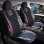 Startcar Honda Hr-V Uyumlu Yarı Deri Oto Koltuk Kılıfı Ön Arka Set Chester Model Siyah Kırmızı Sc 99-18 - Siyah - Kırmızı