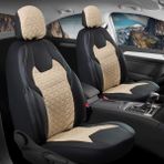 Startcar kia Capital Deri Detaylı Süet Kumaş Ön Arka Set Oto Koltuk Kılıfı Siyah Bej Lotus Sc - Siyah - Bej