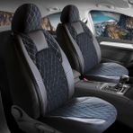 Startcar kia Capital Uyumlu Yarı Deri Oto Koltuk Kılıfı Ön Arka Set Chester Model Siyah Beyaz Sc - Siyah - Beyaz