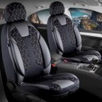 Startcar Mazda Lantis Deri Detaylı Oto Koltuk Kılıfı Ön Arka Set Cyrus Seri Siyah Beyaz Scr - Siyah - Beyaz