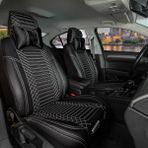 Startcar Mazda Lantis Uyumlu Deri Oto Koltuk Kılıfı Ön Arka Takım Giydirme Tip Siyah Beyaz Sc - Siyah - Beyaz